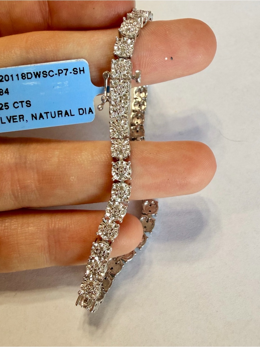 0.25 CT Natural Diamond Sterling Silver Tennis Bracelet 7 inches